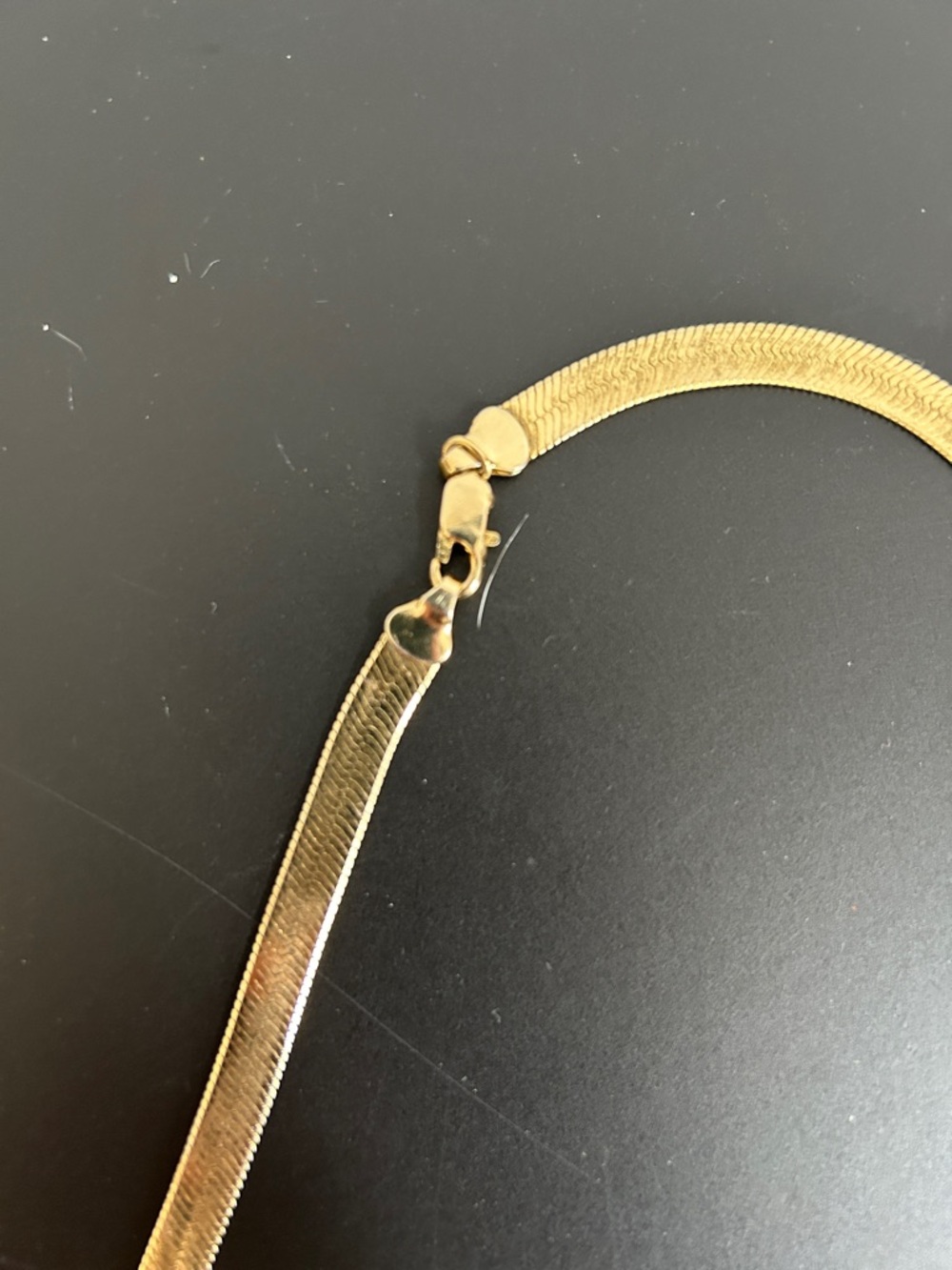 Unisex Herringbone Gold Plated Flat Chain Necklace 24” - Picture 6 of 6